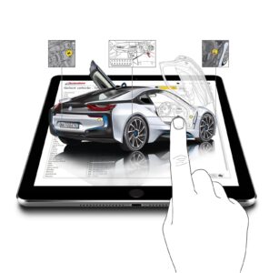 ilustración de software autodata utilizado en una tablet